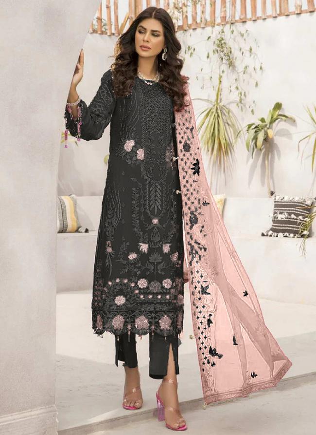 Georgette Black Party Wear Embroidery Work Pakistani Suit